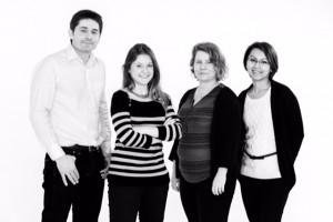 L&rsquo;&eacute;quipe de Partagora (de gauche &agrave; droite): Fr&eacute;d&eacute;ric Bourrely, directeur g&eacute;n&eacute;ral; Charlotte Normand, directrice des op&eacute;rations, Nadine Fischer, directrice comptable; Muntail Le, comptable